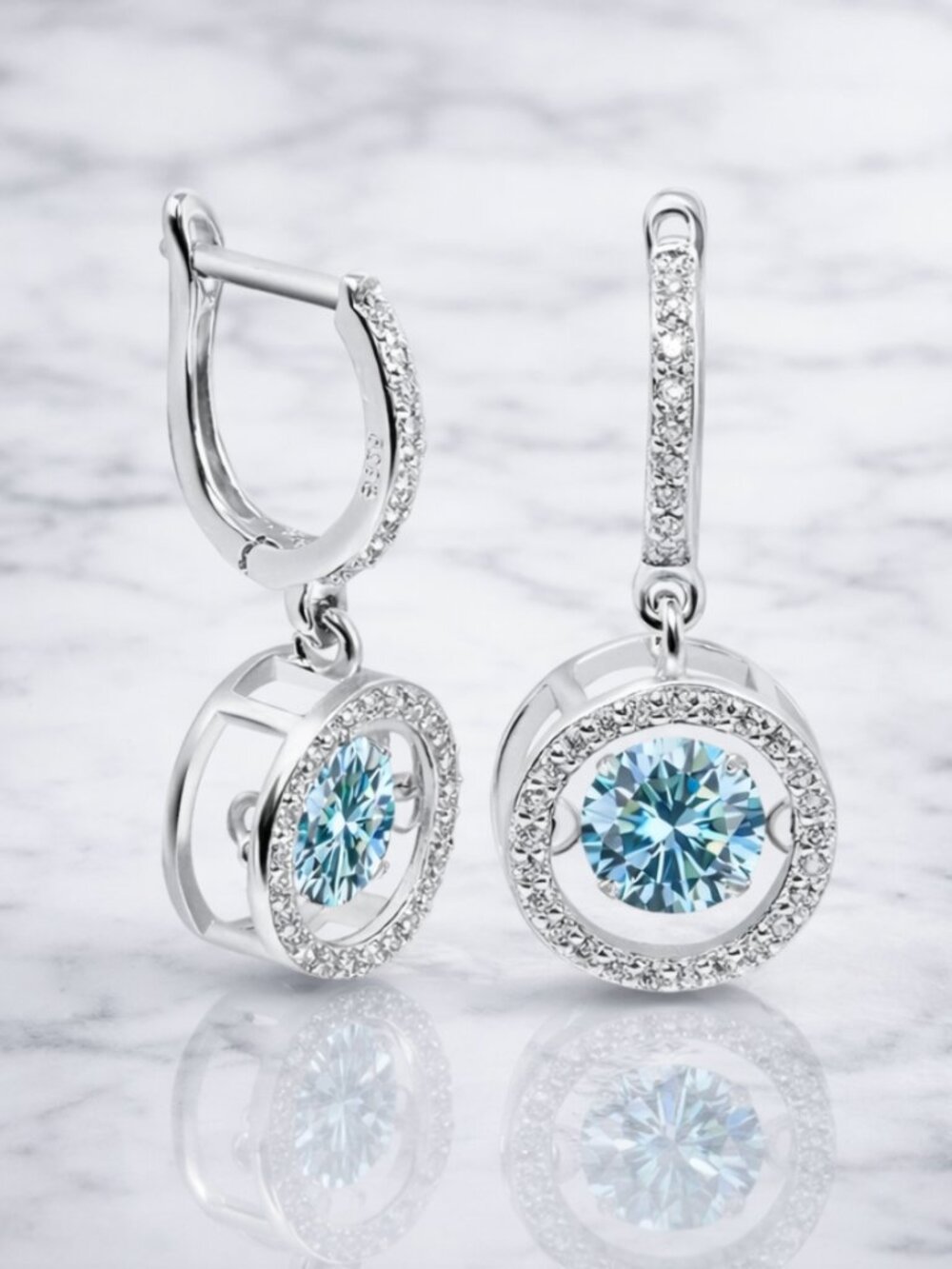 "Princeton" Silver Blue Lab Earrings